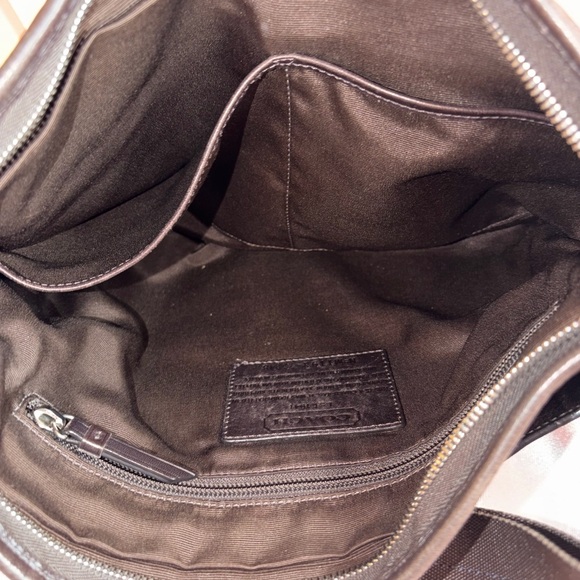 Authentic Vintage Coach Op Art Embossed Leather Messenger Bag Dark Brown - Picture 5 of 5